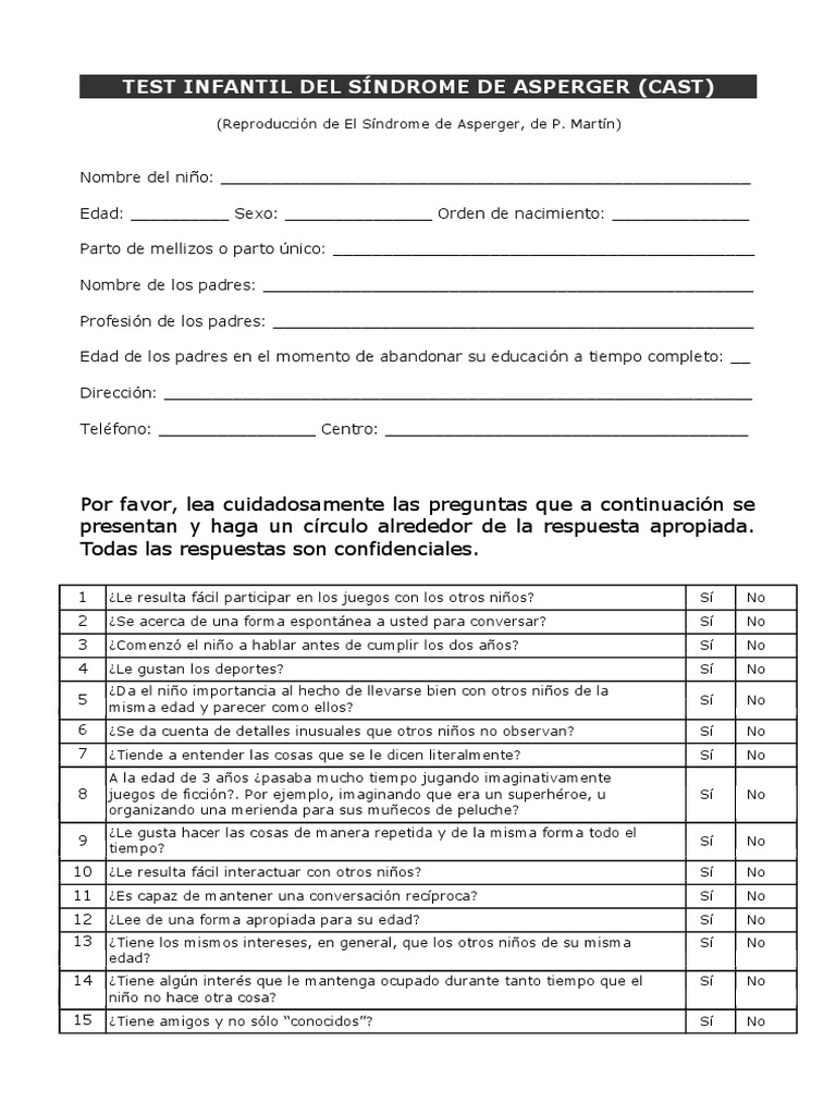 Test de Asperger en La Infancia Cast (2)