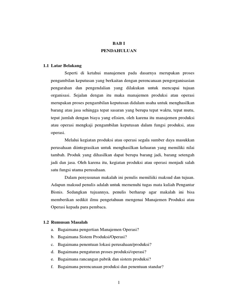 14+ Contoh Makalah Tentang Manajemen Operasi