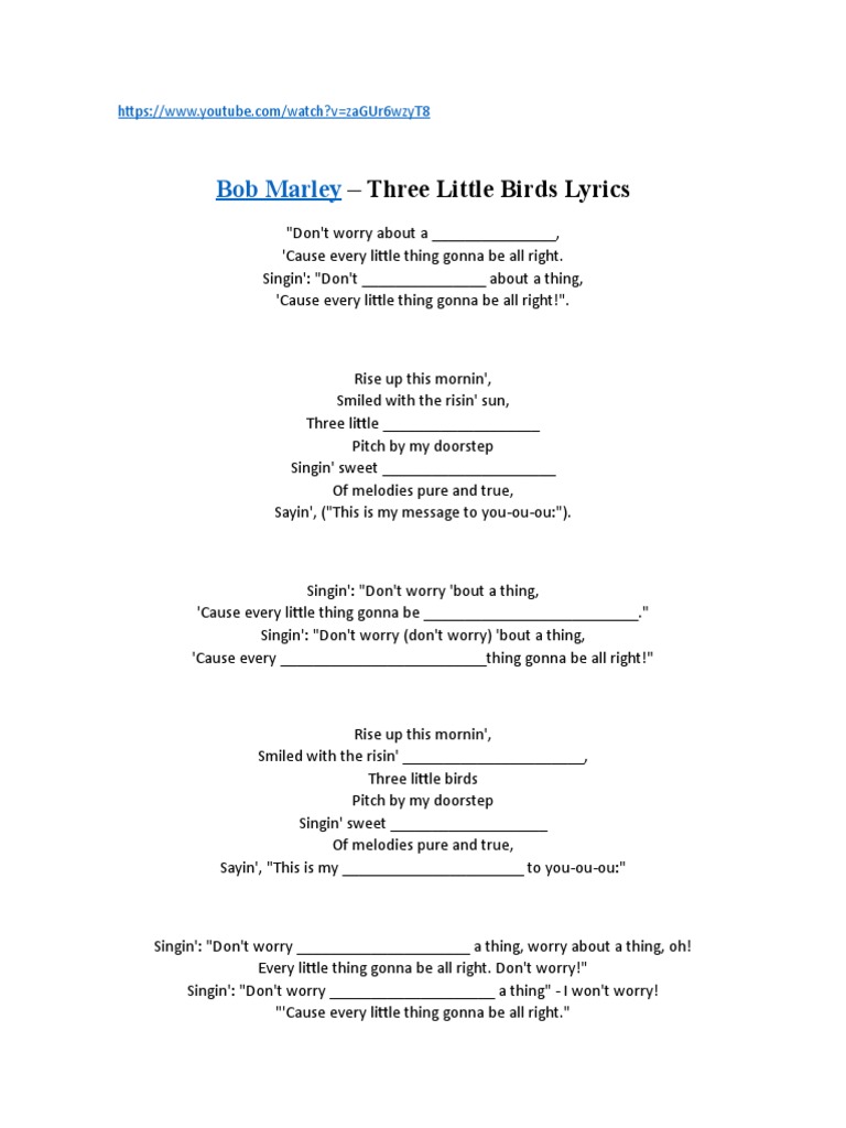 Cancion Three Little Birds British Pop Songs British Songs