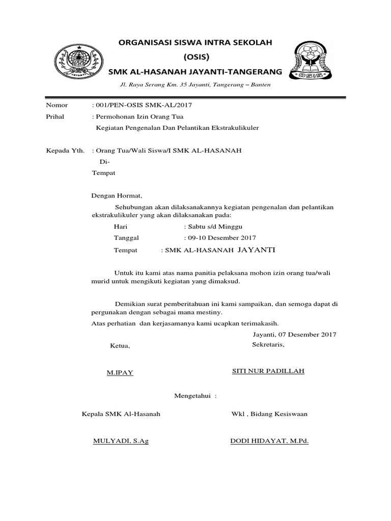 Surat Ijin Orang Tua