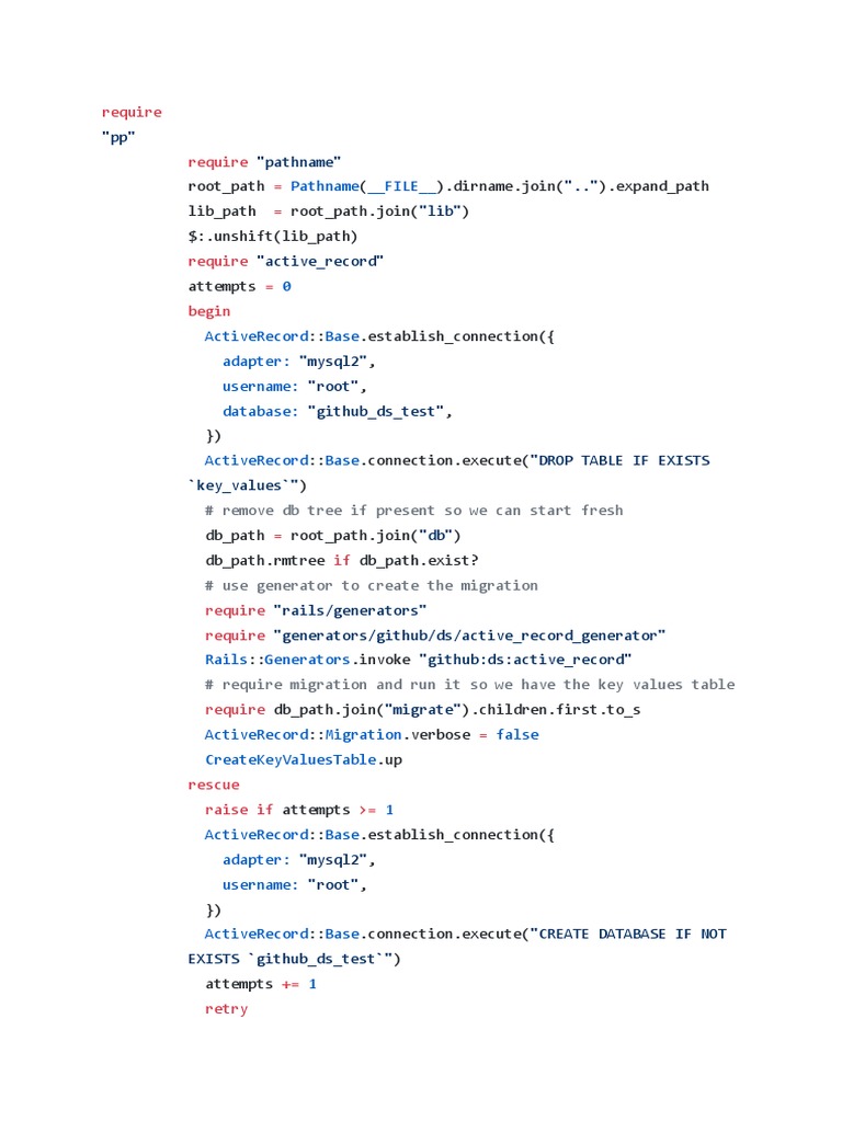 MySQL Database Setup with ActiveRecord | PDF | Computers