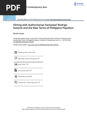 Flirting With Authoritarian Fantasies Rodrigo Duterte And - 