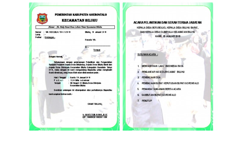 Undangan Isi Pelantikan Kades
