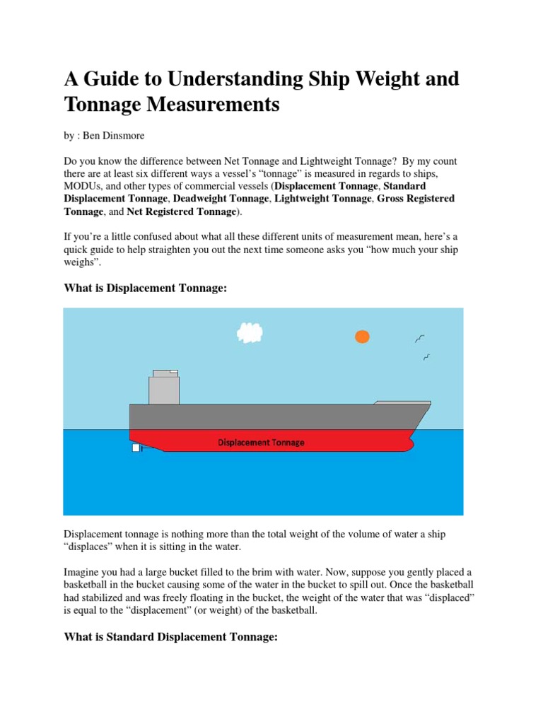 A Guide to Understanding Ship Weight and Tonnage Measurements Tonnage