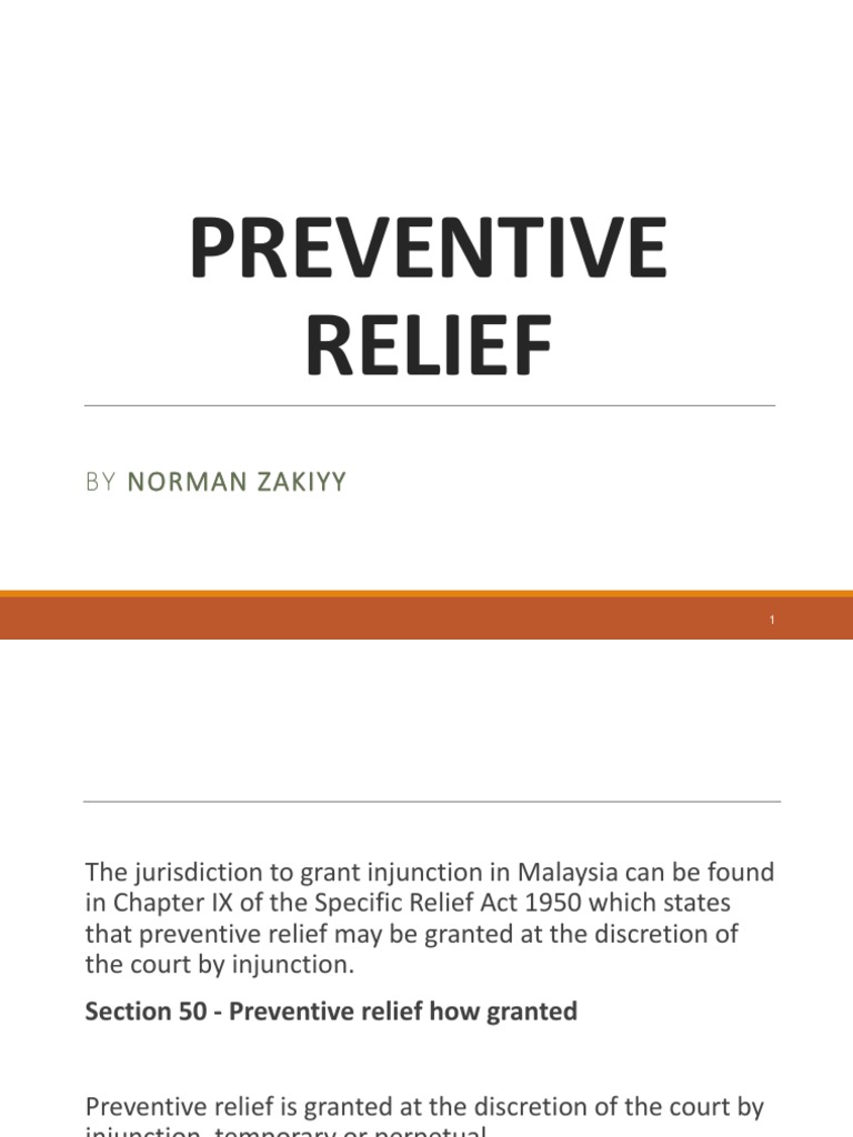 T1 Preventive Relief Injunction Damages Injunction