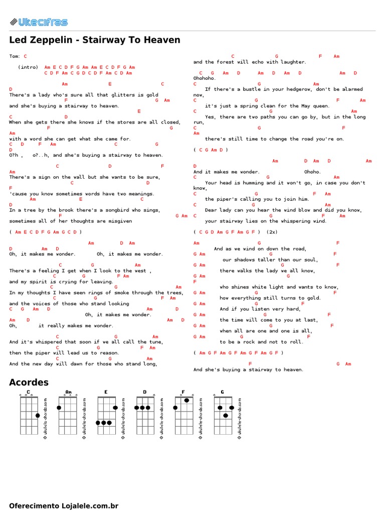 Led Zeppelin Stairway To Heaven (Uke Cifras) PDF PDF Leisure