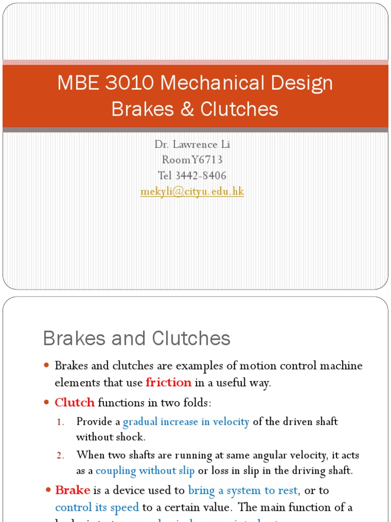 MBE3010 Brakes and Clutches PDF Clutch Machines