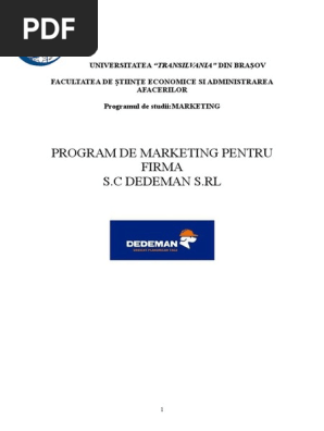 Program De Marketing Pentru Firma Sc Dedeman Srl