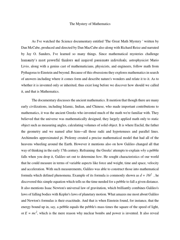 Unraveling the Mystery of Mathematics | PDF | Galileo Galilei | Mass