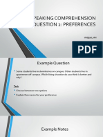 Speaking Comprehension Q 2 Preferences