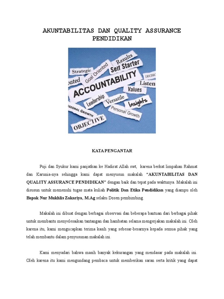 Akuntabilitas Dan Quality Assurance Pendidikan