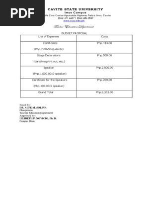 Budget Proposal