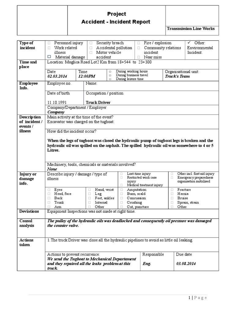 Vehicle accident report template word picture