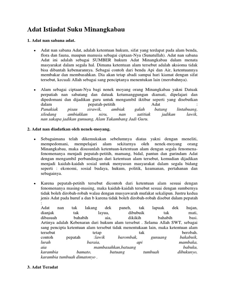 Tradisi Adat dalam Kehidupan Warga Sikabau
