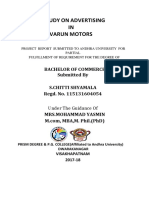 A Study ON Advertising IN Varun Motors: Bachelor of Commerce Submitted by S.Chitti Shyamala Regd. No. 115131604054