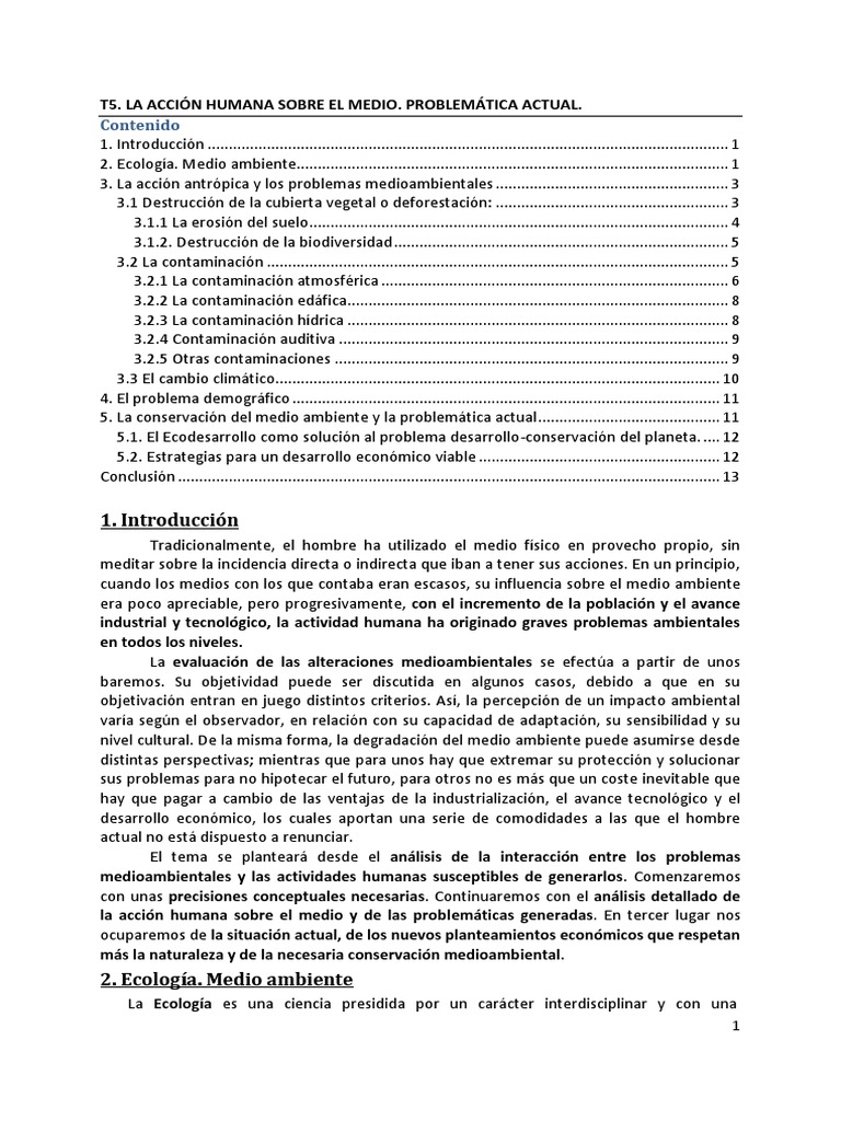 Impacto Humano en el Medio Ambiente | PDF | La contaminación del agua ...