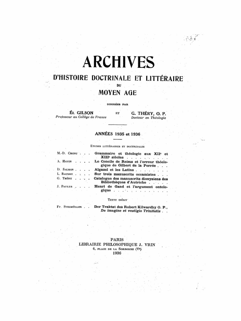 Archives Dhistoire Du Moyen Age (E bild