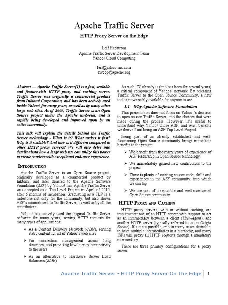 Apache Traffic Server Overview | PDF | Web Server | Internet & Web