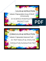 Curriculum & Instruction: Indicator 3 Representative Group of School & Community
