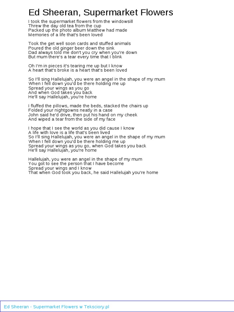 Supermarket Flowers - Ed Sheeran #fyp #lyric, Songs With Lyrics