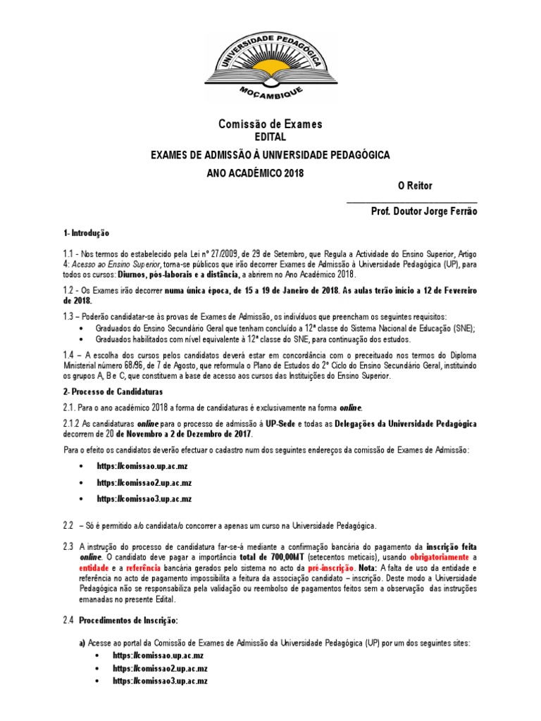 Edital Da UP 2018 PDF Ensino Superior Educação à distância