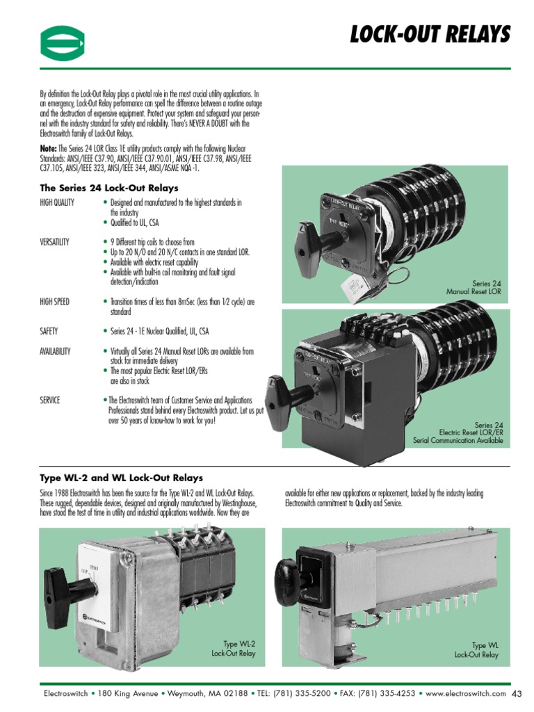 Series 24 Lock-Out Relay Overview | PDF | Relay | Light Emitting Diode