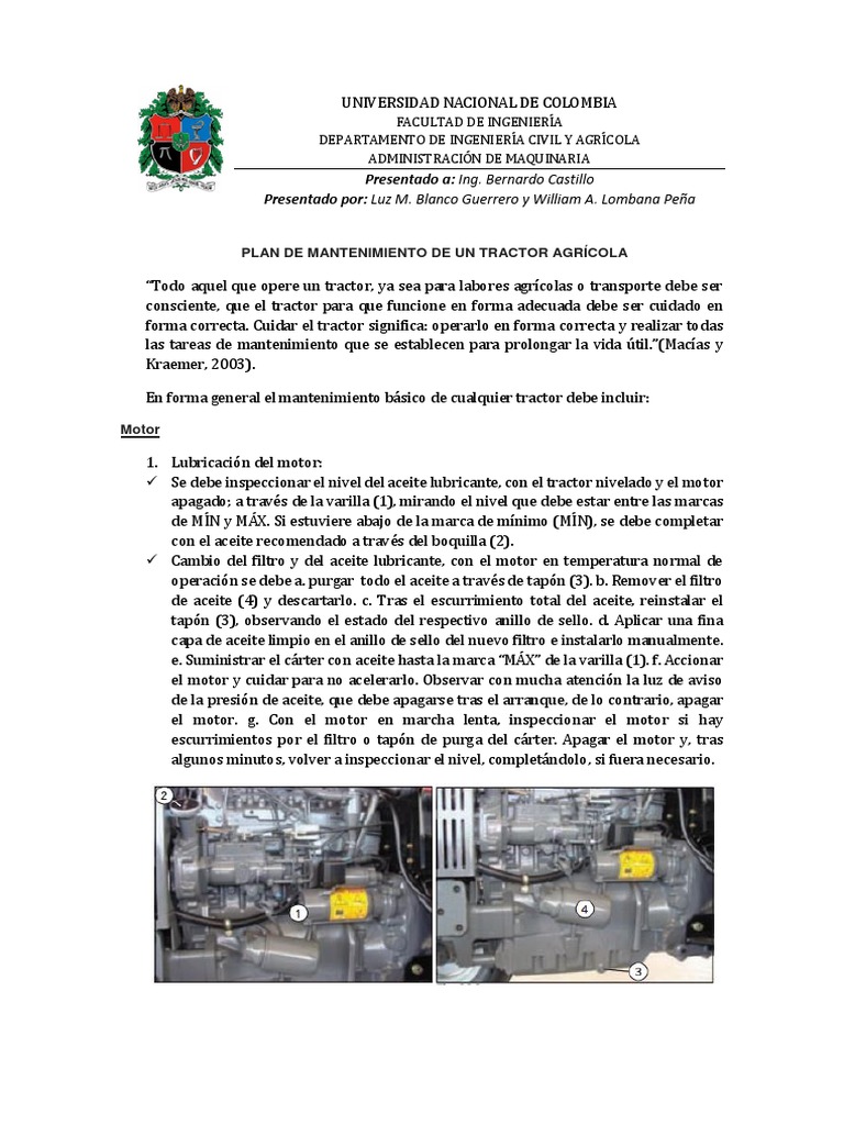 Plan de Mantenimiento para Tractores Agrícolas | PDF | Neumático | Tractor