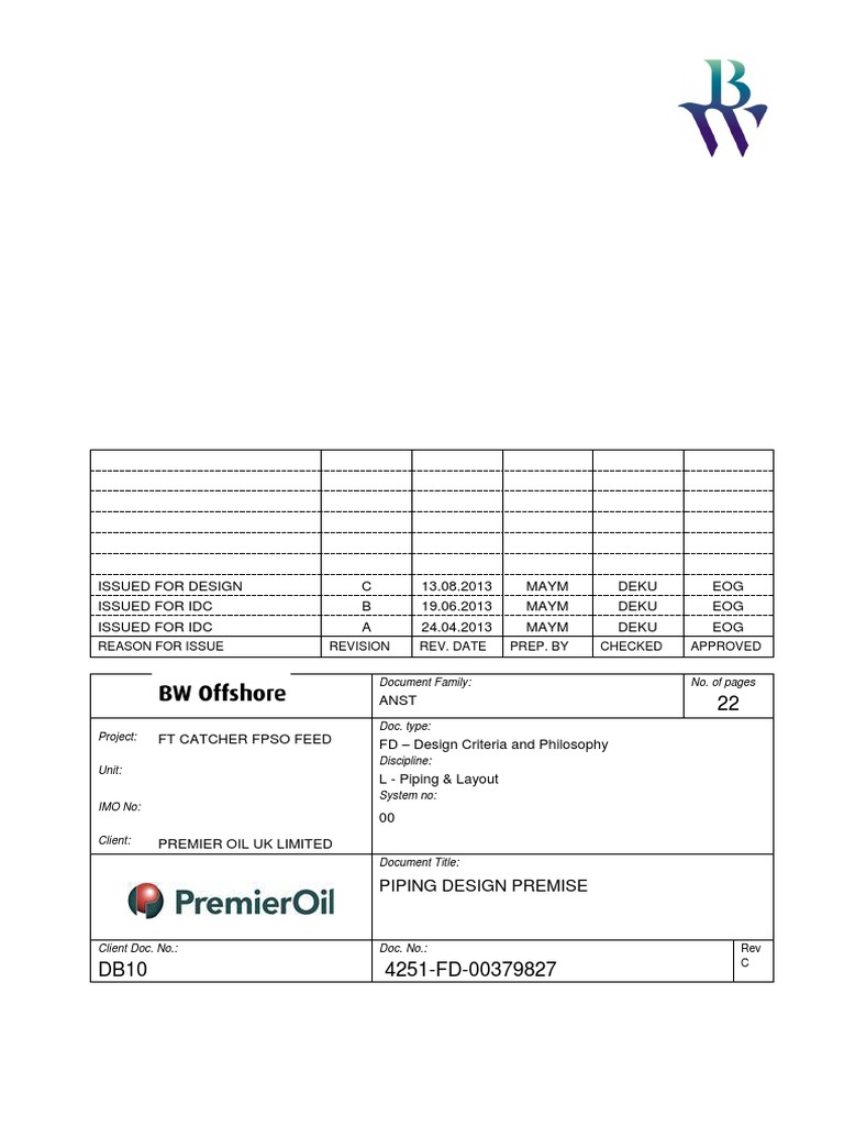 Piping Design Criteria for FPSO | PDF | Pipe (Fluid Conveyance) | Pump