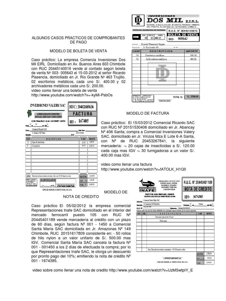 Ejemplos de Comprobantes de Pago | PDF | Dinero | Economias