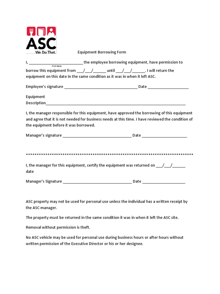 Equipment Borrowing Form 2013 Updated | PDF