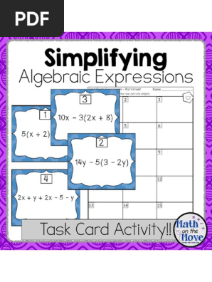 Simplifying Algebraic Expressions Task Card Activity Scoot