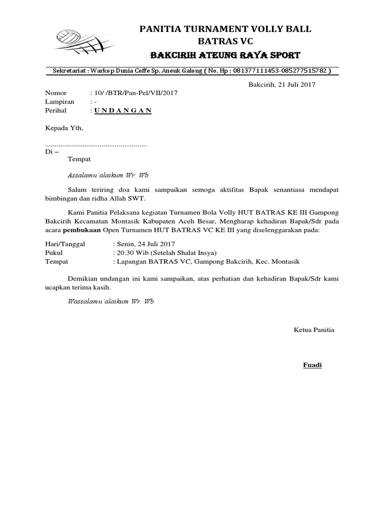 Surat Undangan Pembukaan