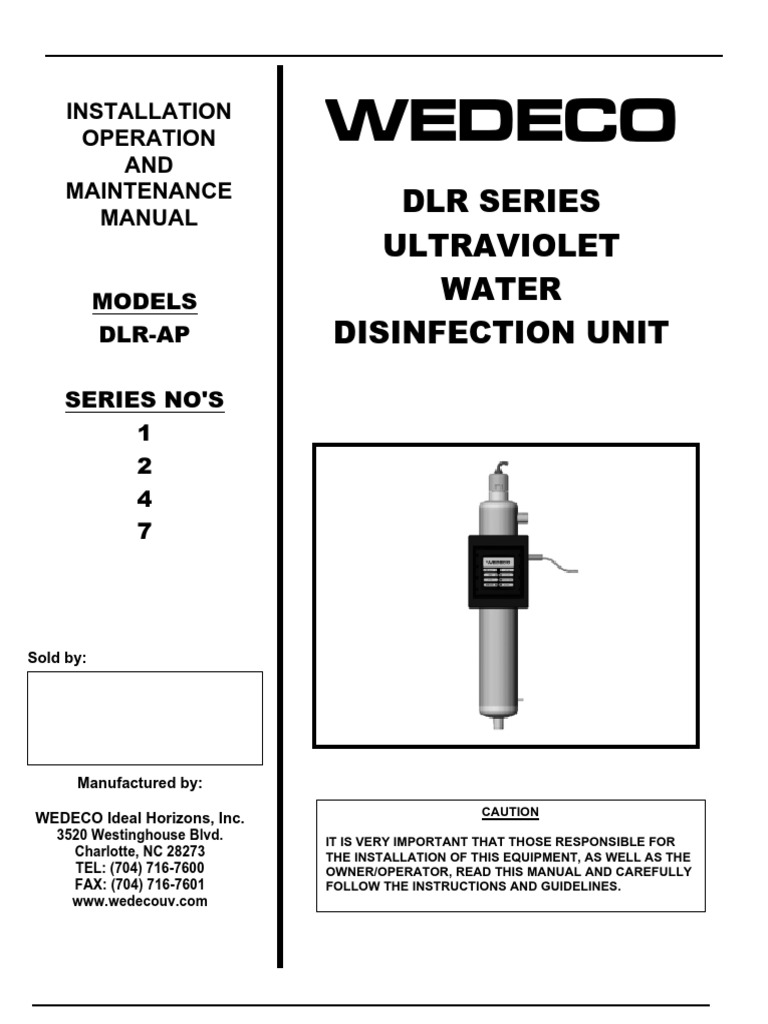 Wedeco AP Series | PDF | Ultraviolet | Valve