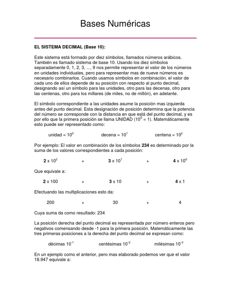 Bases Numéricas | PDF | Métodos y materiales de enseñanza | Ciencia y ...