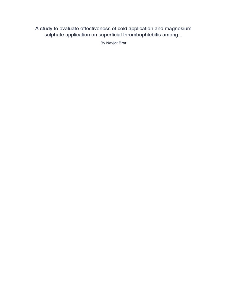 A Study To Evaluate Effectiveness of Cold Application and Magnesium