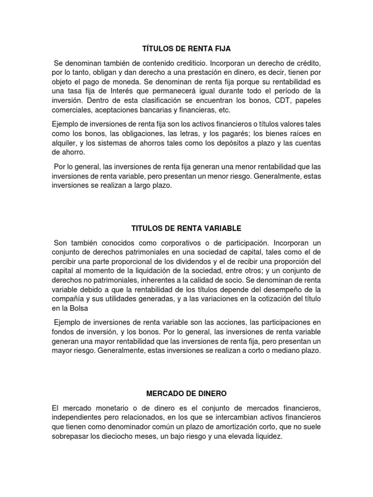 Inversiones en Títulos de Renta Fija | PDF | Renta Fija | Bancos