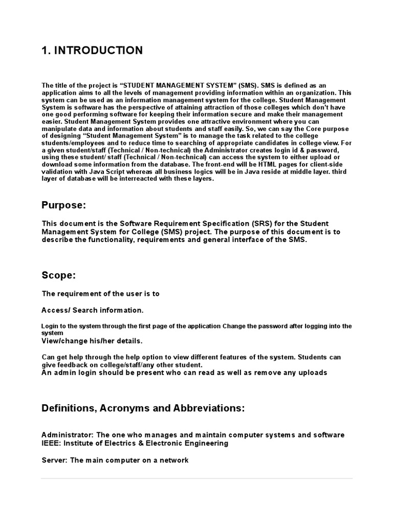 College Student Management SRS | PDF | Java (Programming Language ...