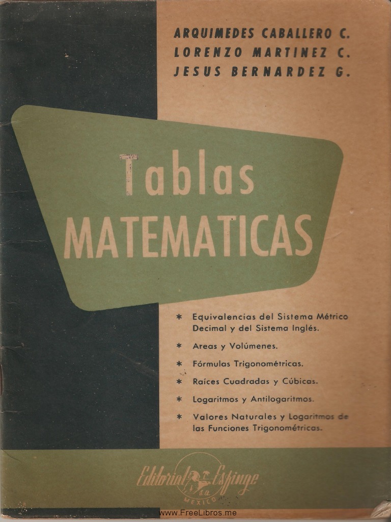 Tablas matemáticas Arquímedes Caballero