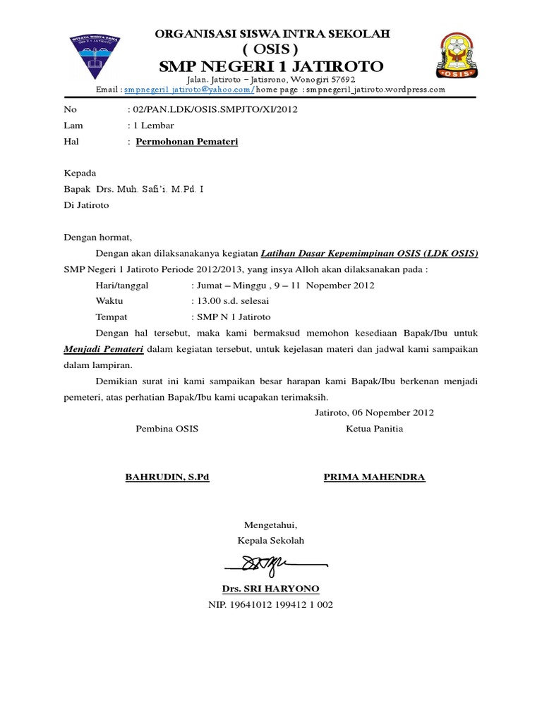 Surat Permohonan Pemateri Pdf