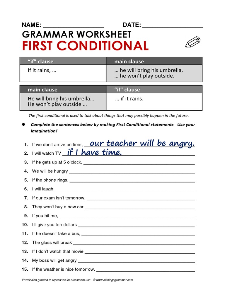 First Conditionals Worksheet | PDF | Linguistic Typology | Semiotics