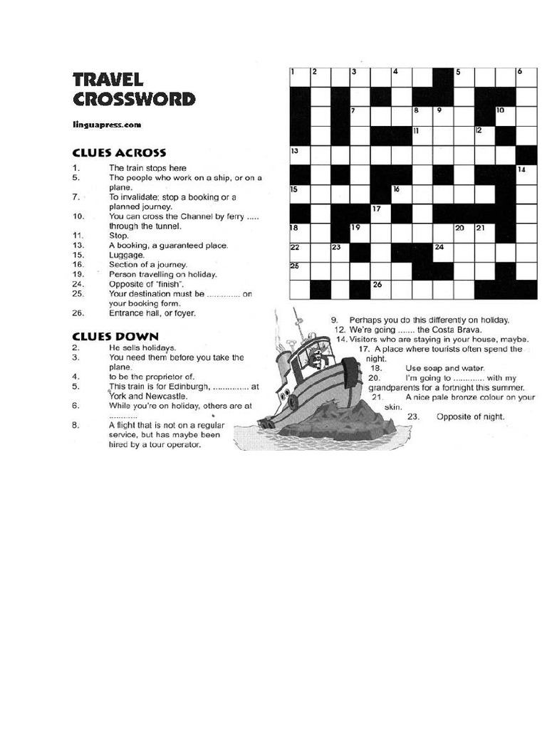 Travel Crossword Pdf