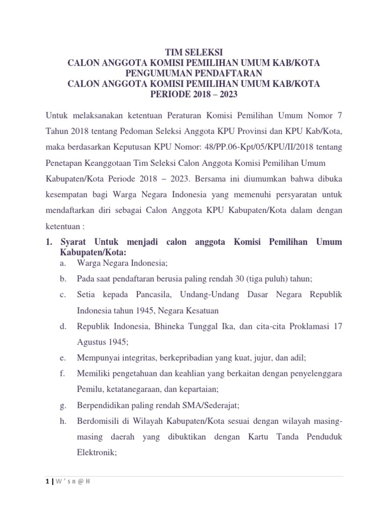 Contoh Makalah Terstruktur Calon Anggota Kpu 2020 2023