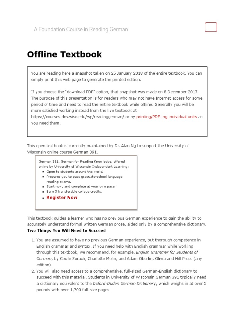 Offline Textbook - A Foundation Course in Reading German | PDF ...