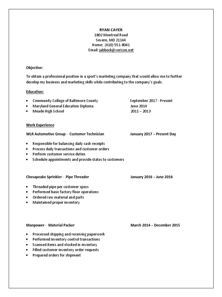 Cayer resume final pdf career growth business