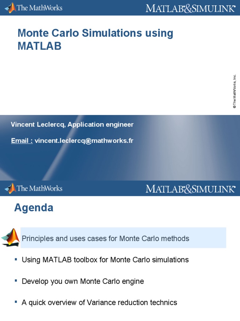 Monte Carlo Simulations Using Matlab: Vincent Leclercq, Application ...