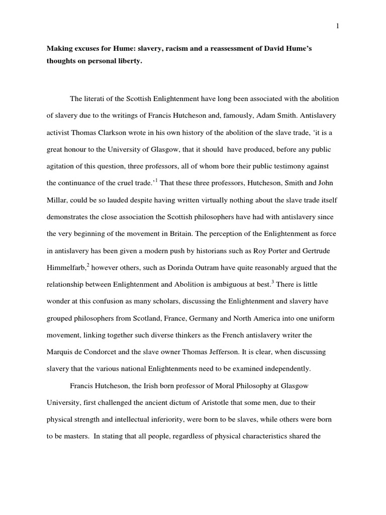 Hume's Views on Slavery and Racism | PDF | David Hume | Slavery