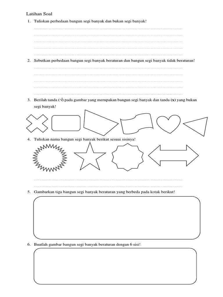 Soal Ulangan Tentang Segi Banyak Kls 4 Sd