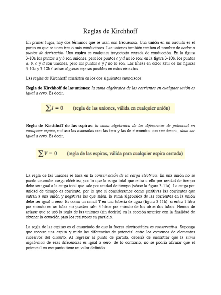 Leyes de Kirchhoff_PDF Corriente eléctrica Ecuaciones
