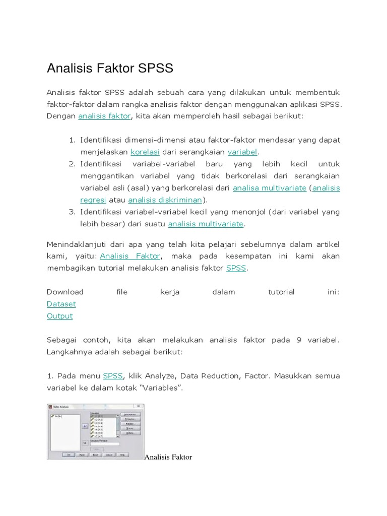 Analisis Faktor Spss Pdf