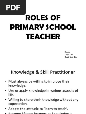 Roles Of Primary School Teacher | Pdf | Teachers | Pedagogy